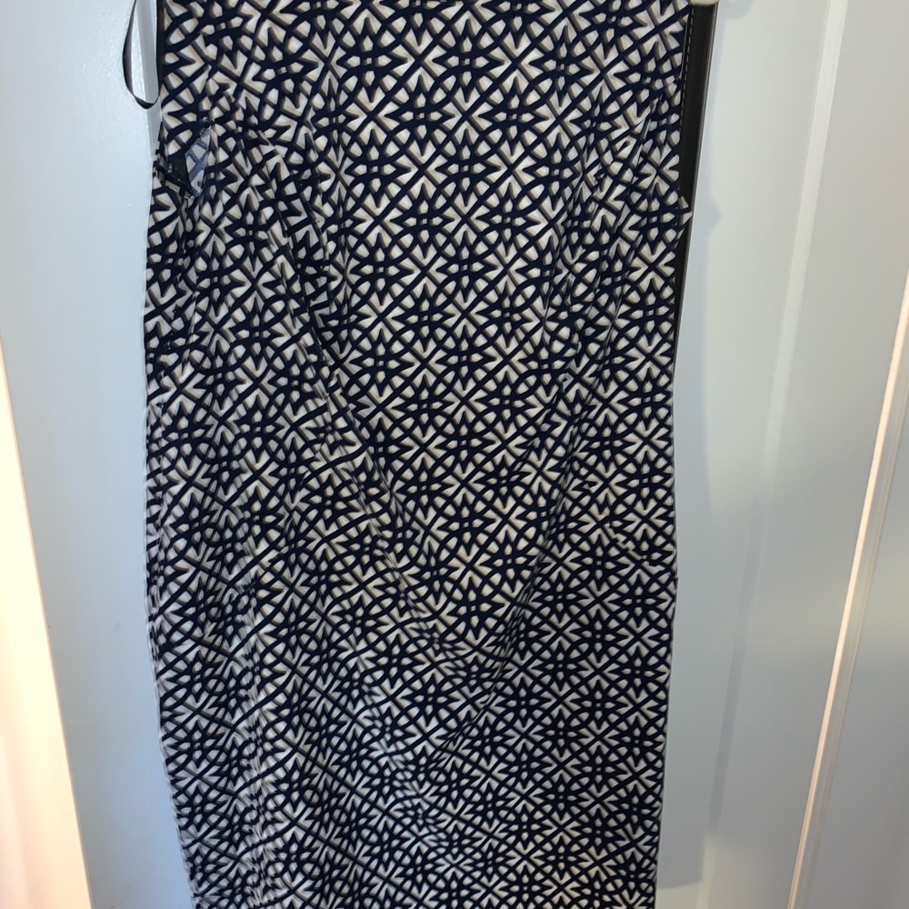 Navy patterned work dress
